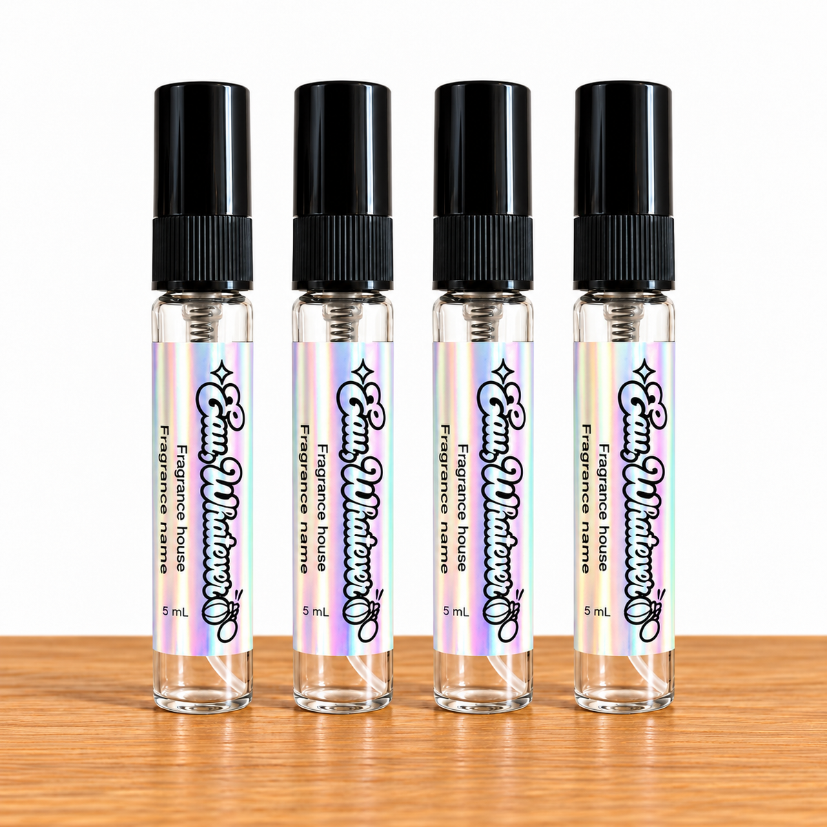Four 5 mL labels