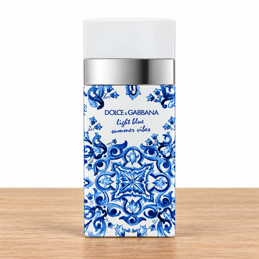 Light Blue Summer Vibes fragrance bottle; decants sold separately